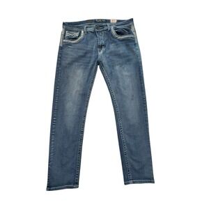 GS-115 Premium Denim Jeans Straight Stretch Mid-rise Men's 36